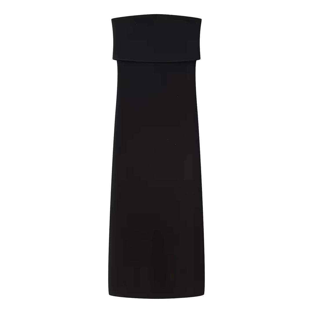 Foxley black Bodycon Folded Tube Midi Dress