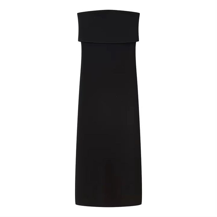 Foxley black Bodycon Folded Tube Midi Dress