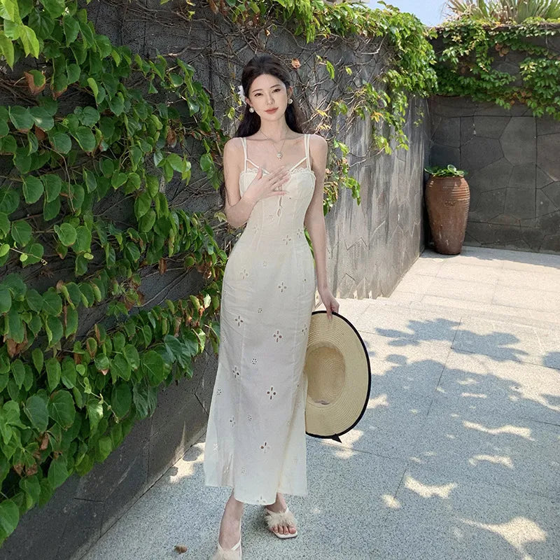 white cotton embroidered dress With Tassels M / White P481 Colour:LADY BUGS creating a subtle dialogue Black Sheath Dresses |