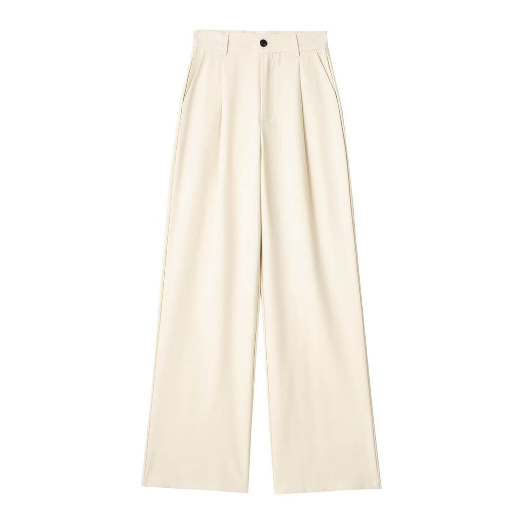 Vienna White High Waist Zipper Fly Urban Casual Baggy Trouser