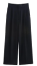 Yusra Black Casual Pleated Wide Leg Mid-Rise Straight Trousers
