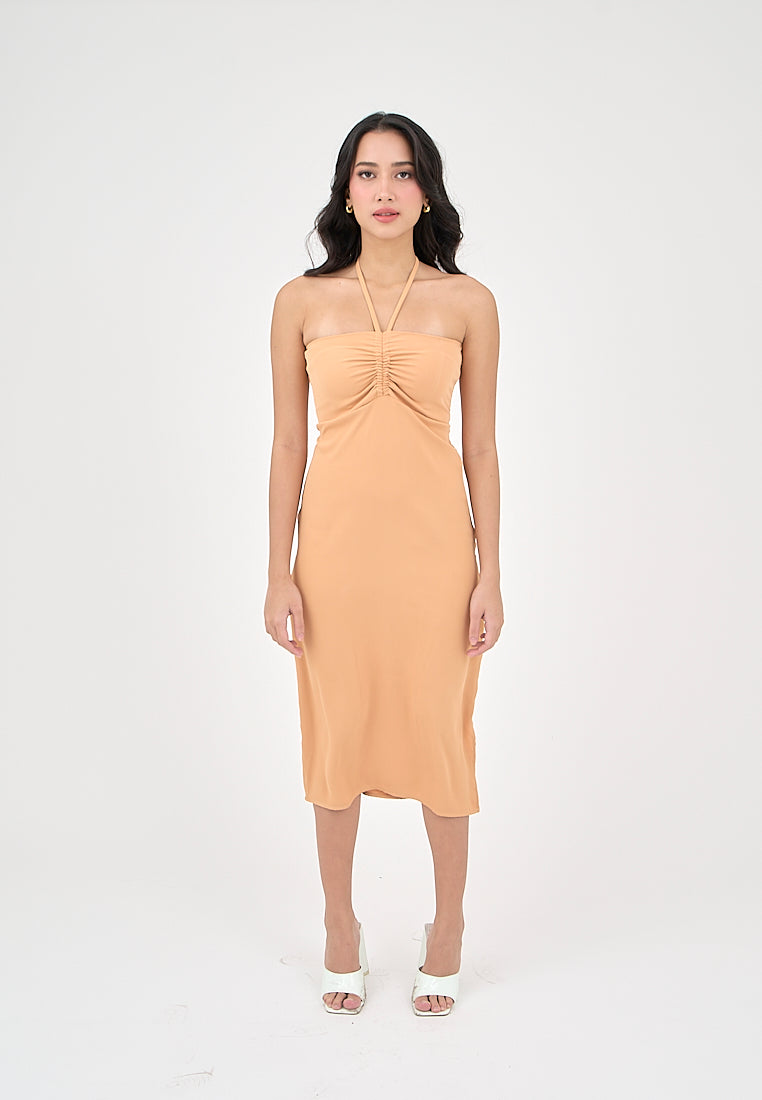 Nyrobi Pastel Orange Halter Midi Dress – Love, Ara