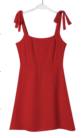 Creselda Red Square Neckline Self Tie Mini Dress
