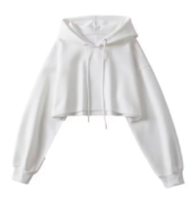Herra White Long Sleeves Cropped Drawstring Hoodie Jacket