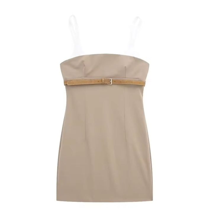 Rufina Khaki Sashes Bodycon Mini Dress