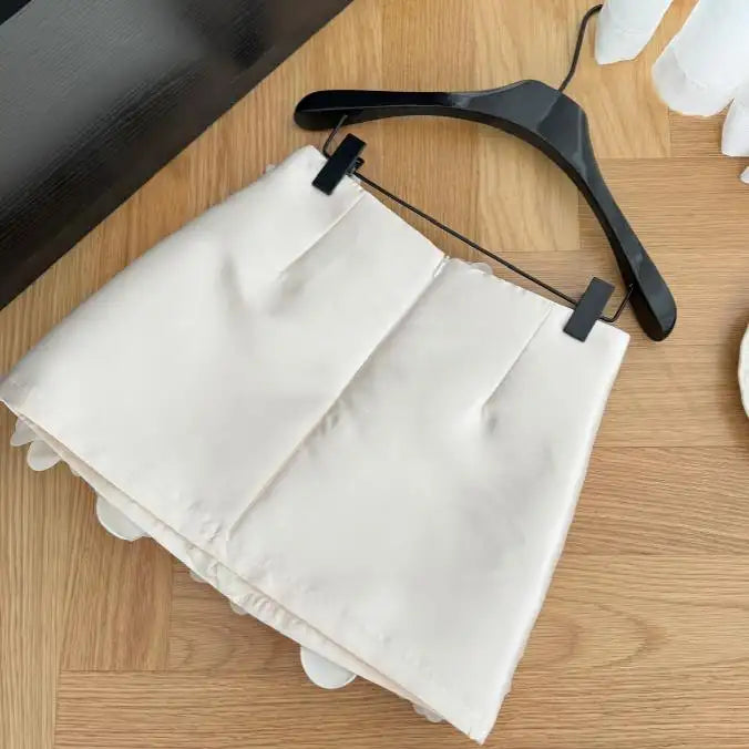 Arabella White 3D Flower Mini Skirt