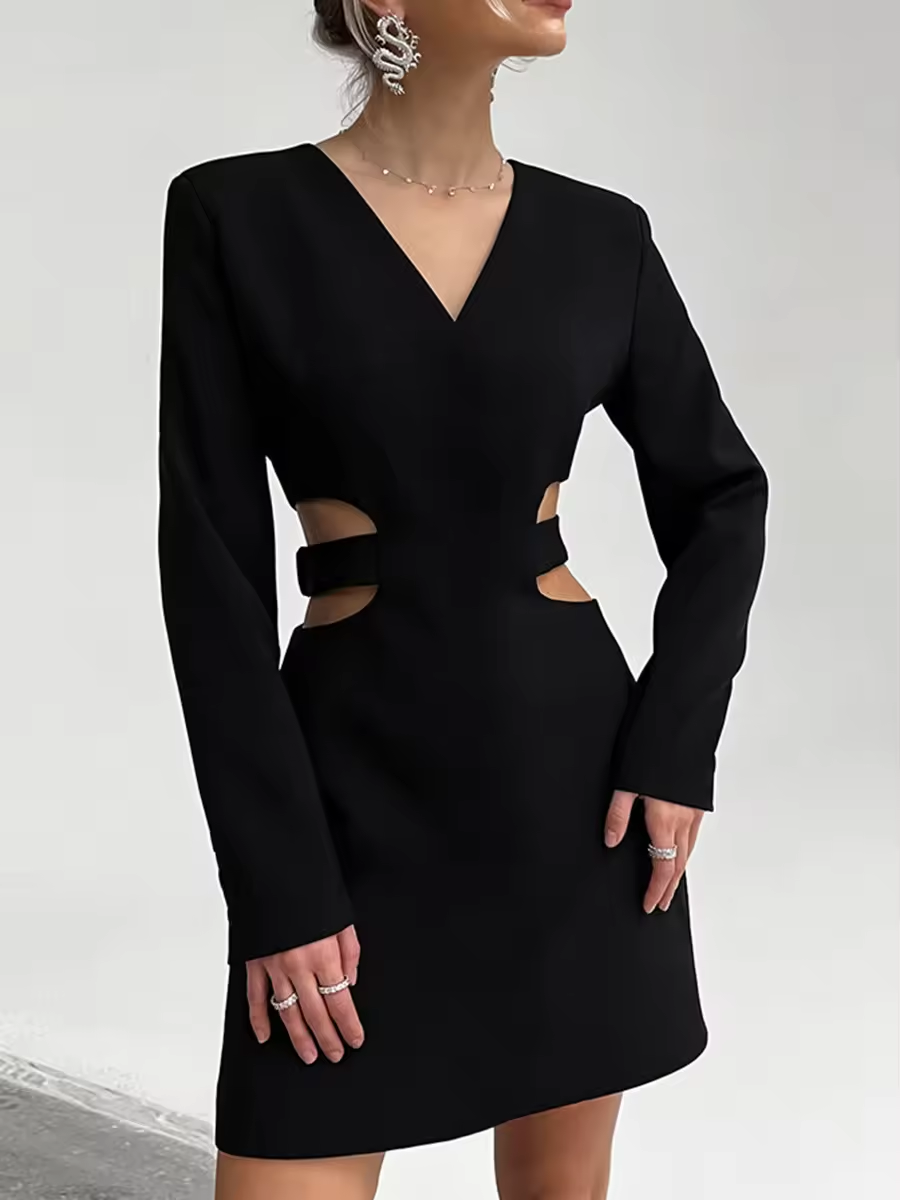 Escada Black Hollow Out Waist And Back One Button Suit