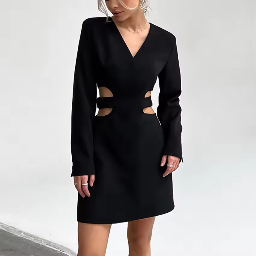 Escada Black Hollow Out Waist And Back One Button Suit