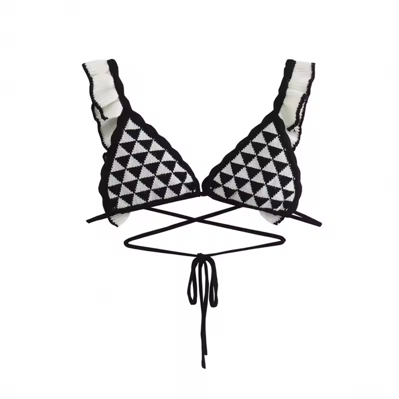 Rabanne Black and White Striped Two Pieces Knitted Set