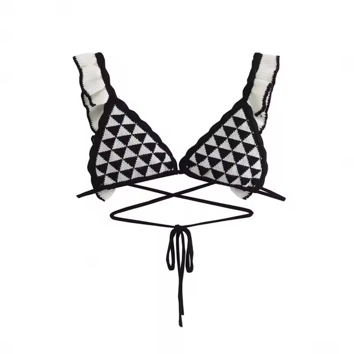 Rabanne Black and White Striped Two Pieces Knitted Set