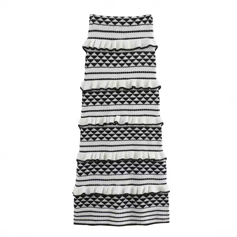 Rabanne Black and White Striped Two Pieces Knitted Set