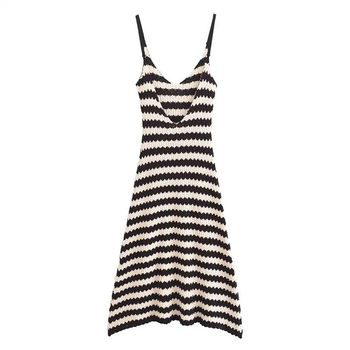 Griffin French Striped V-neck Midi Dress
