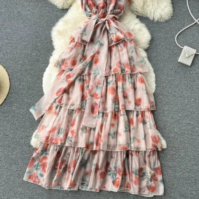 Iscah Multicolor Floral Print Layered Maxi Dress