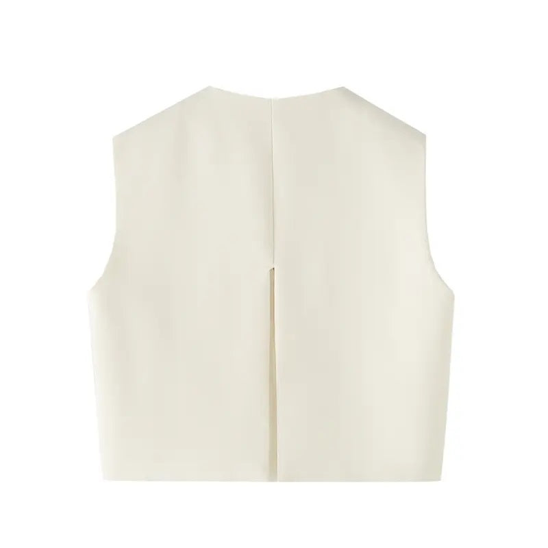 Bennet White Sleeveless V-neck Vest Mini Skirt Two Pieces Set