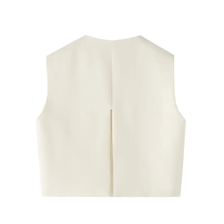 Bennet White Sleeveless V-neck Vest Mini Skirt Two Pieces Set