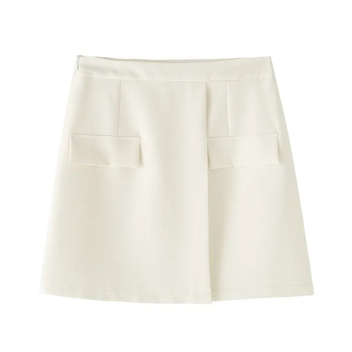 Bennet White Sleeveless V-neck Vest Mini Skirt Two Pieces Set