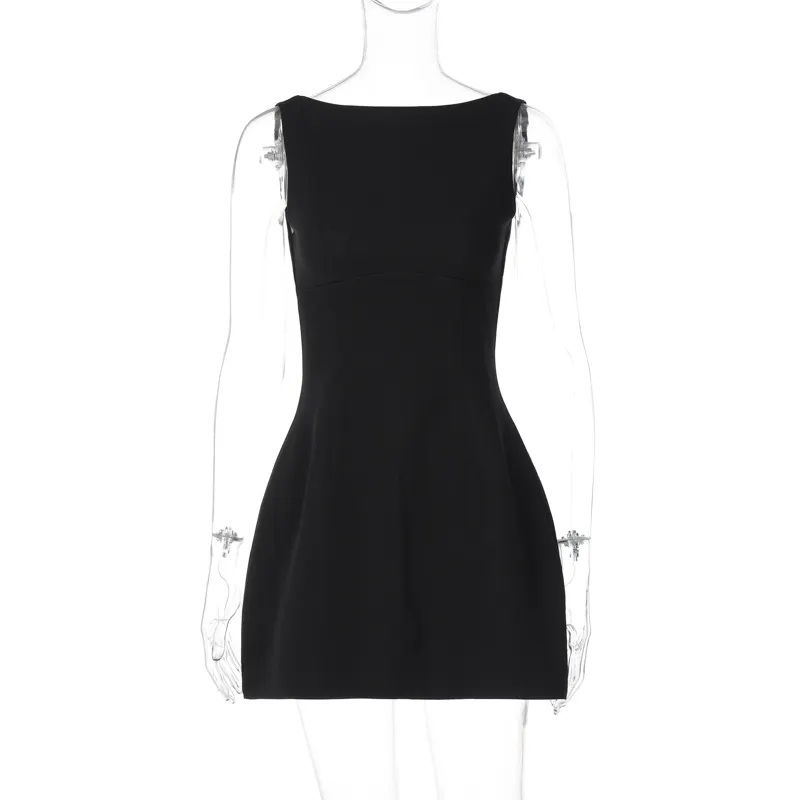 Heloise Black Sleeveless Scoop Back Mini Dress