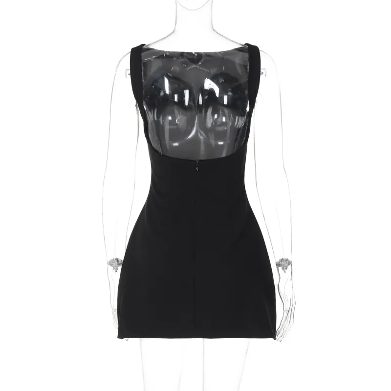 Heloise Black Sleeveless Scoop Back Mini Dress