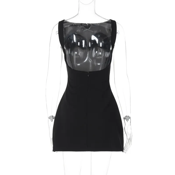 Heloise Black Sleeveless Scoop Back Mini Dress