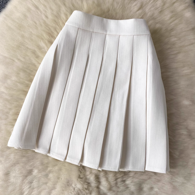 Wynter White V-Neck Vest Top with Pleated Mini Skirt Set