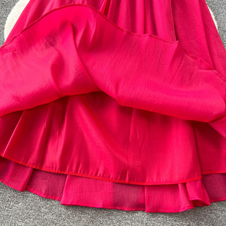 Daleyza Raspberry Pink Sleeveless Smocked Back Ruched Maxi Dress