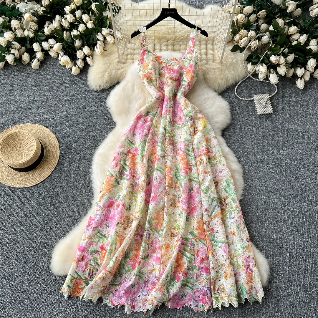 Bailey Multicolor V-Neck Flower Embroidered Maxi Dress