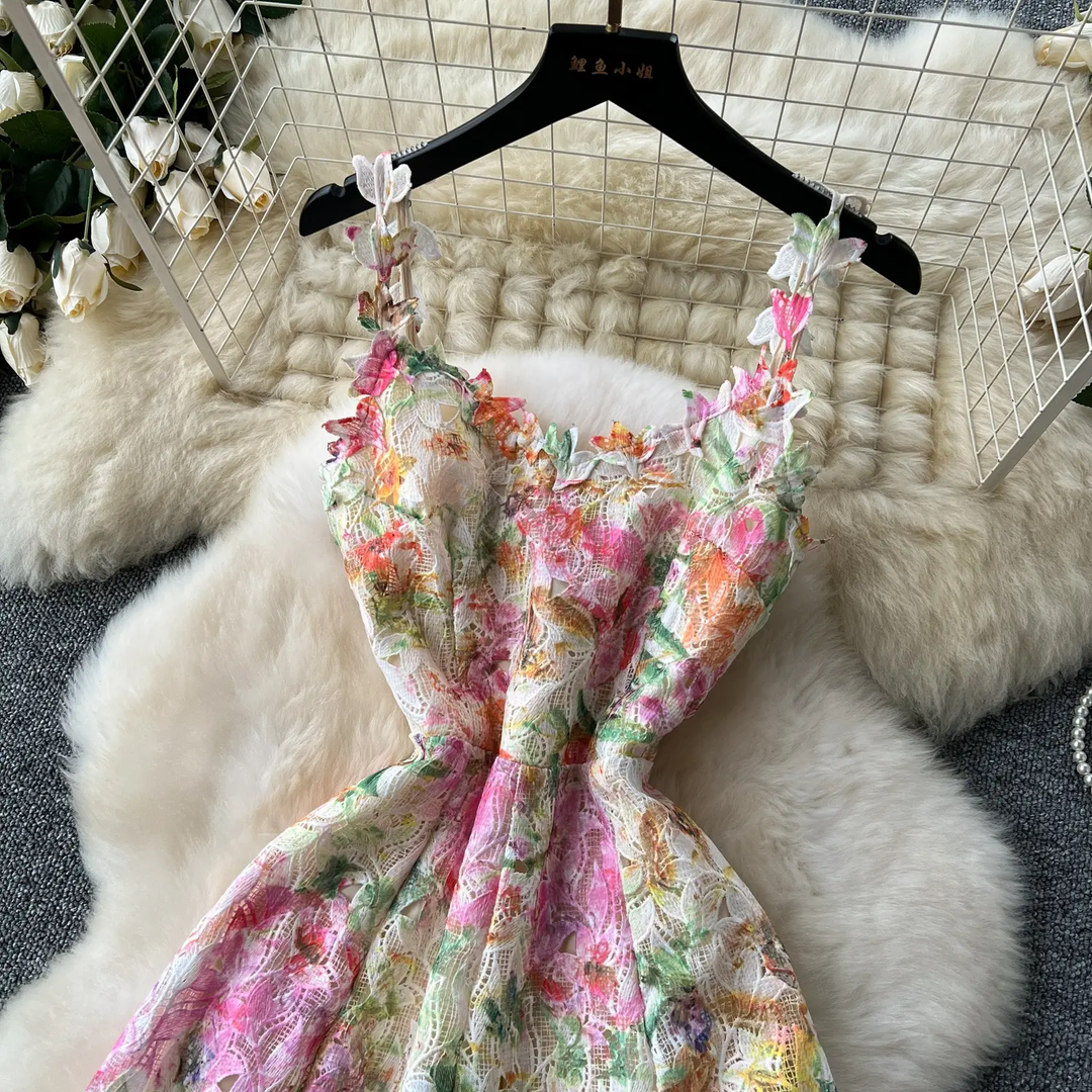Bailey Multicolor V-Neck Flower Embroidered Maxi Dress