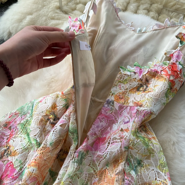 Bailey Multicolor V-Neck Flower Embroidered Maxi Dress