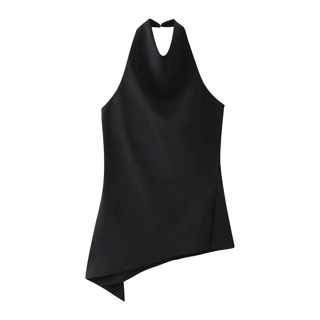 Vidalia Black Asymmetrical Design Back Hollow Out Tank Top