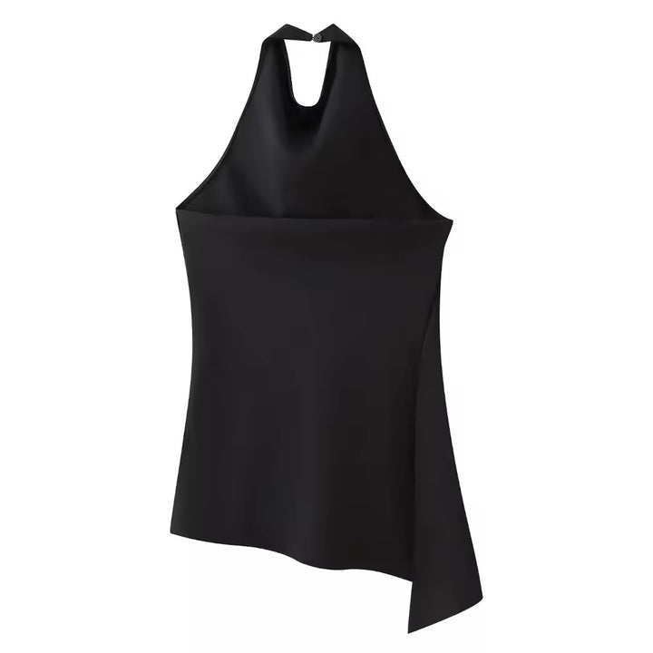 Vidalia Black Asymmetrical Design Back Hollow Out Tank Top