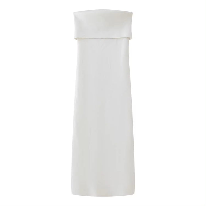 Foxley White Bodycon Folded Tube Midi Dress