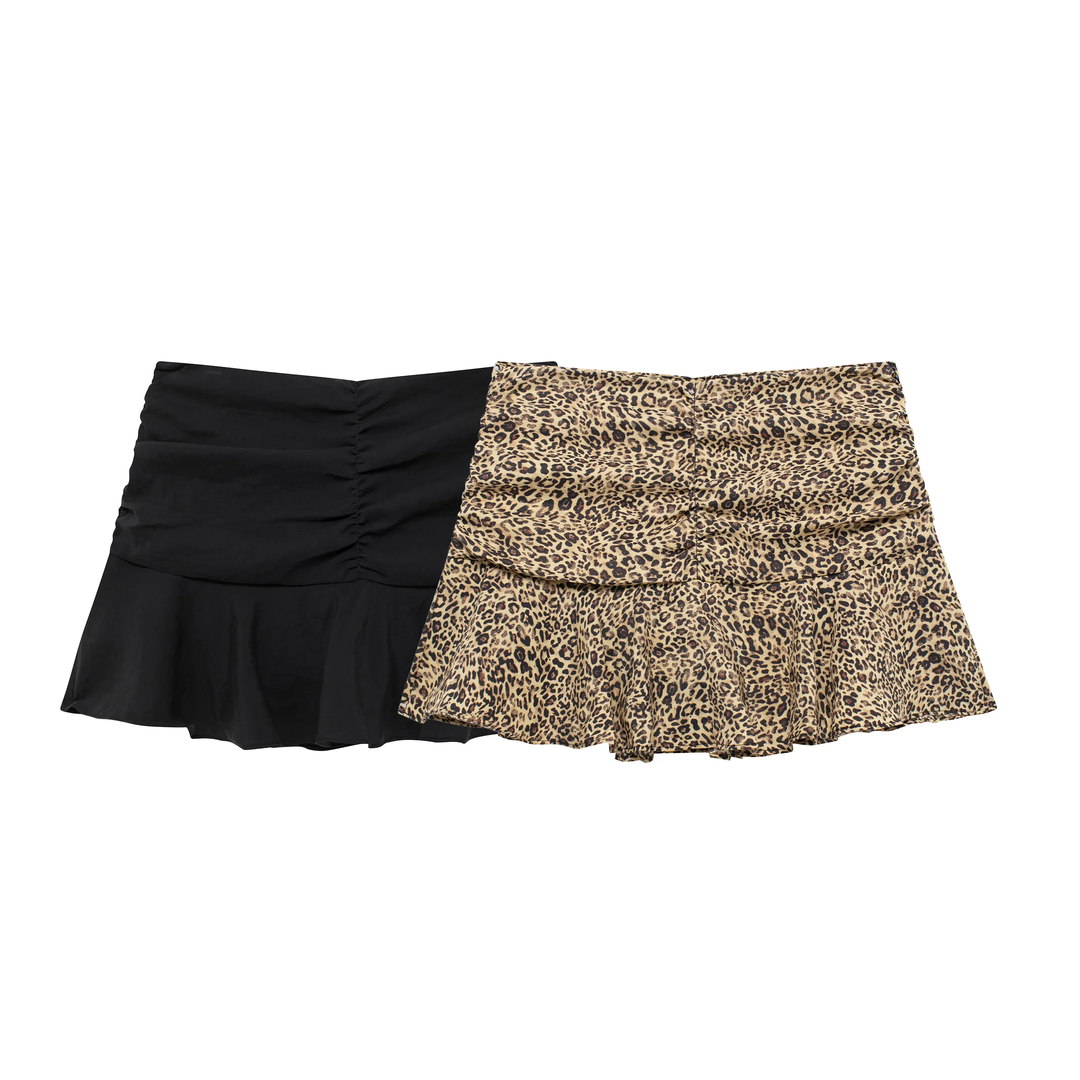 Tasmin Black Pleated Zipper Fly Mini Skirt