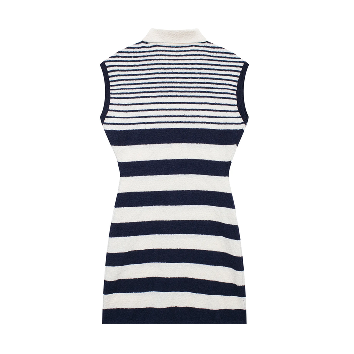 Kagome Blue And White Knit Stripped Mini Dress