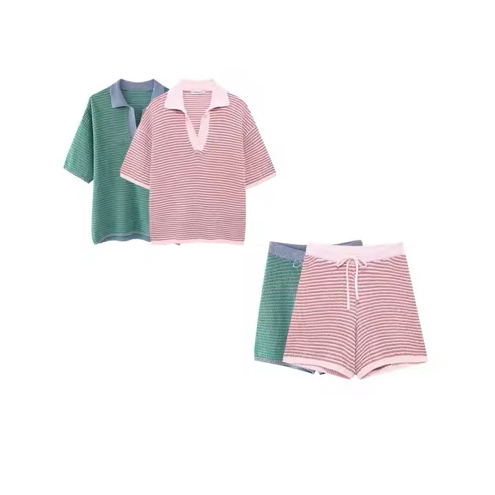 Marquee Green Drawstring Waist Knitted Shorts