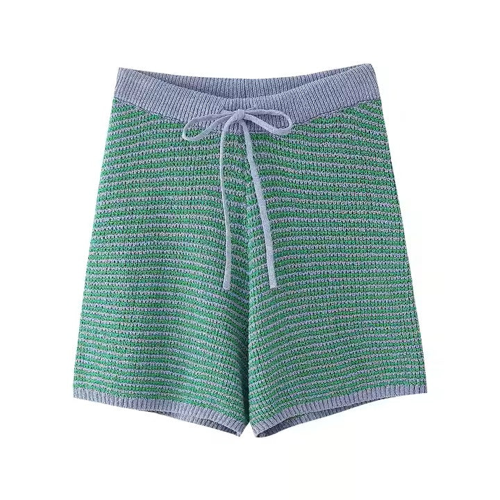 Marquee Green Drawstring Waist Knitted Shorts