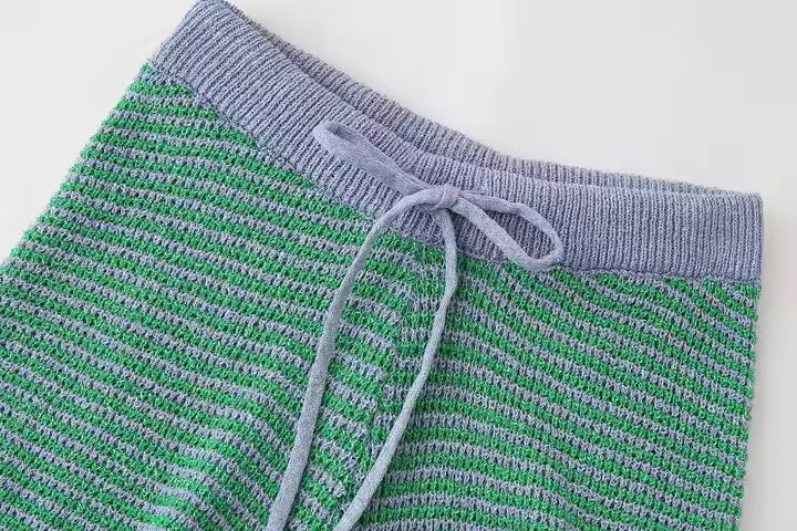 Marquee Green Drawstring Waist Knitted Shorts