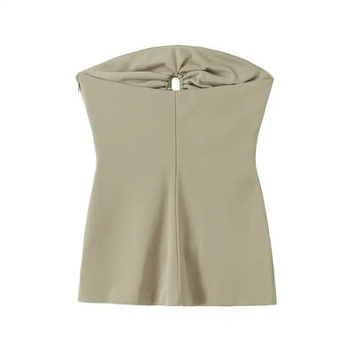 Jeune Sage Ruched Hollow Out Underbust Side Zipper Tube Top