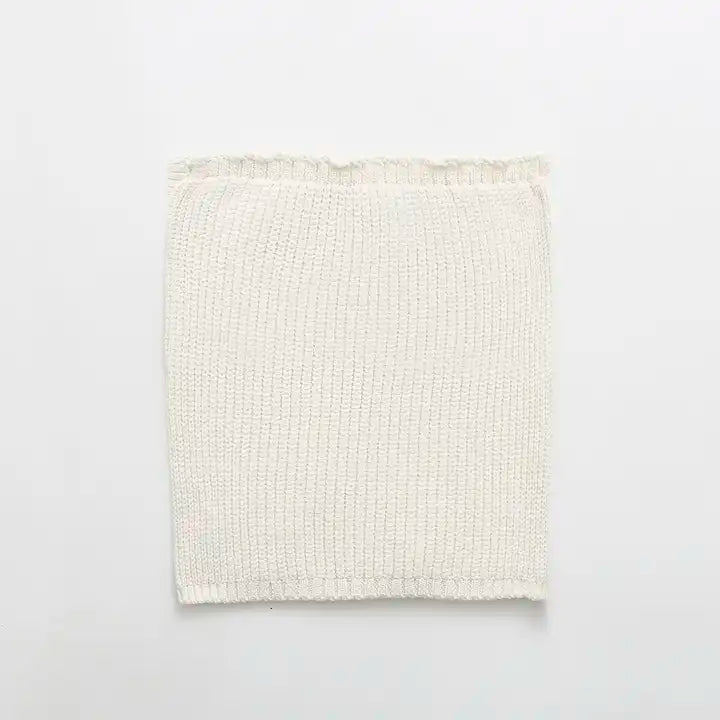 Nesreen Beige Lined Front Hollow Out Knitted Tube Top