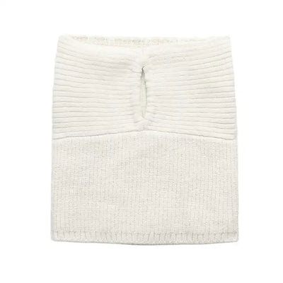 Nesreen Beige Lined Front Hollow Out Knitted Tube Top