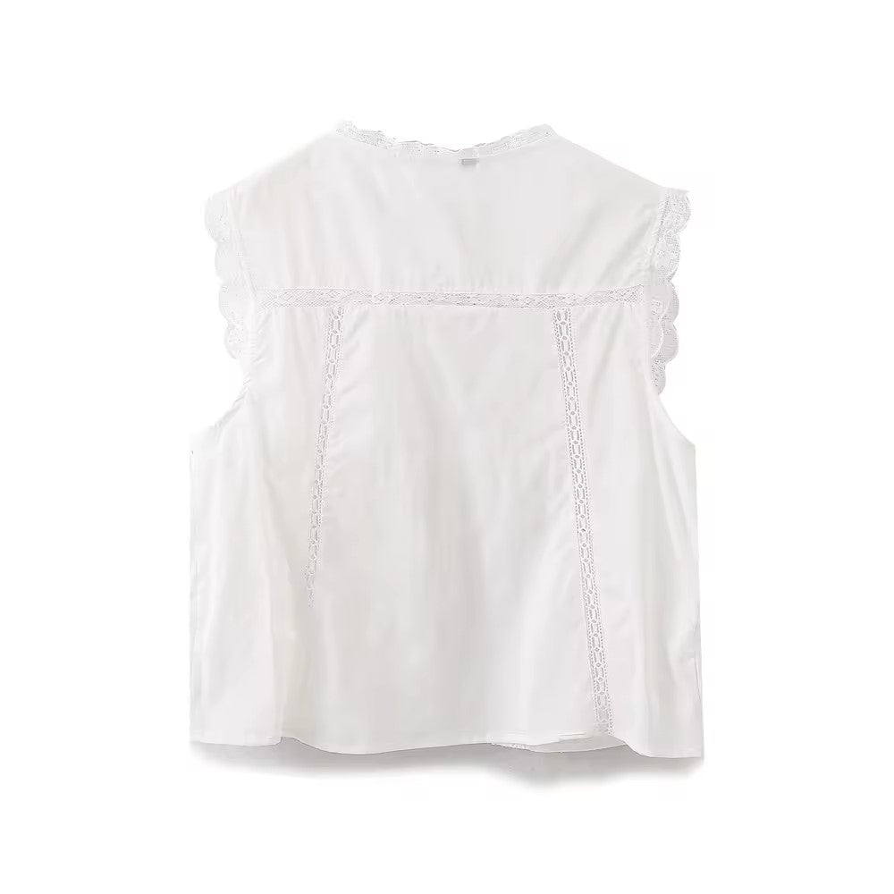 Kova White Bow Embroidery Tank Top