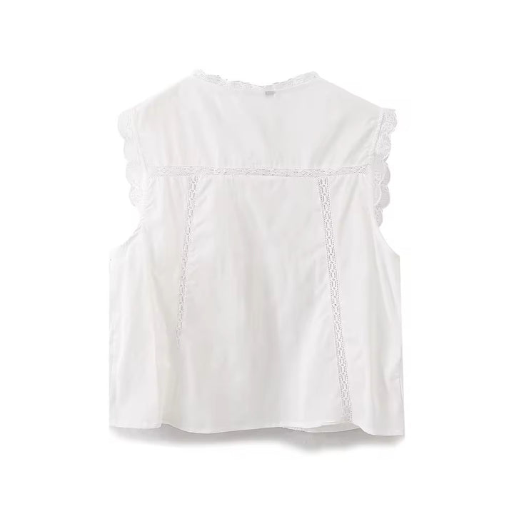 Kova White Bow Embroidery Tank Top