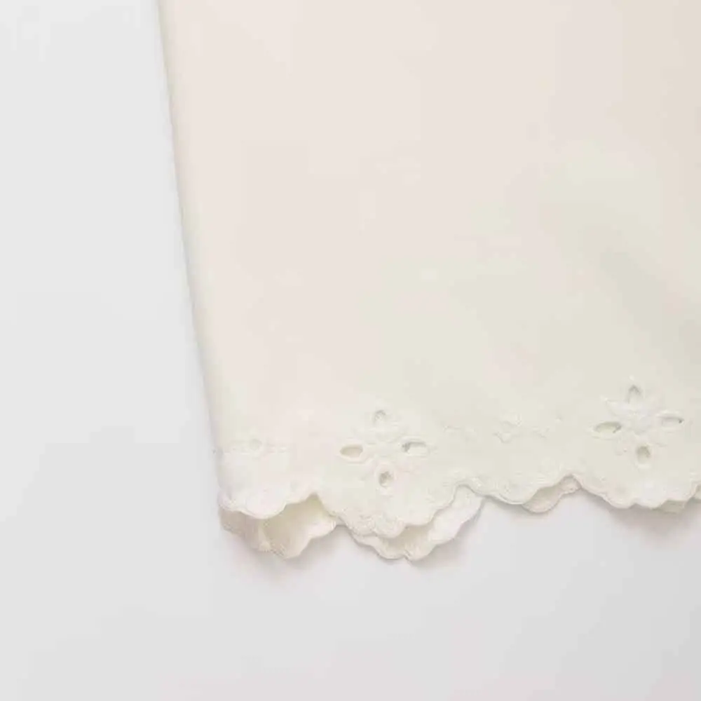 Nicole White Embroidered  High Waist Knit Midi Skirt