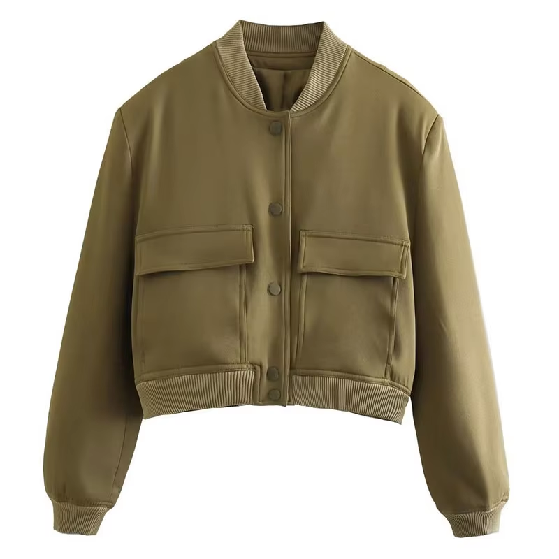 Rockey Olive Double Pocket Pilot Jacket Top