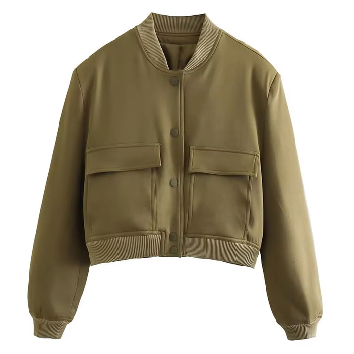 Rockey Olive Double Pocket Pilot Jacket Top