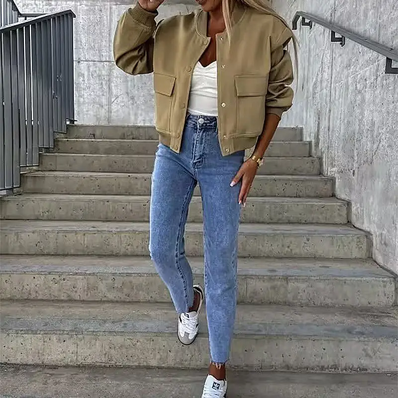 Rockey Olive Double Pocket Pilot Jacket Top