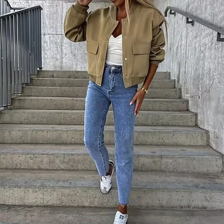 Rockey Olive Double Pocket Pilot Jacket Top