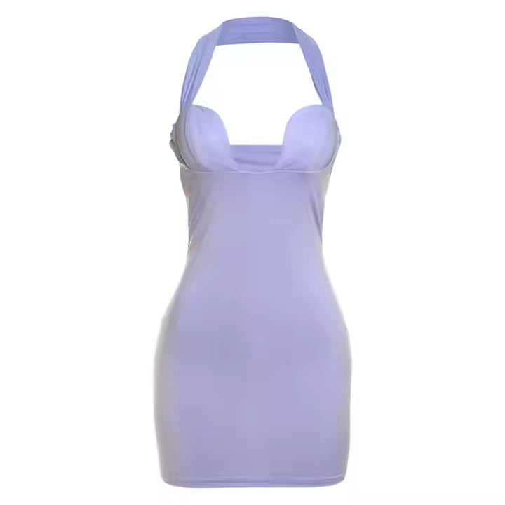 Donnovan Lilac Pure Desire Halter Mini Dress