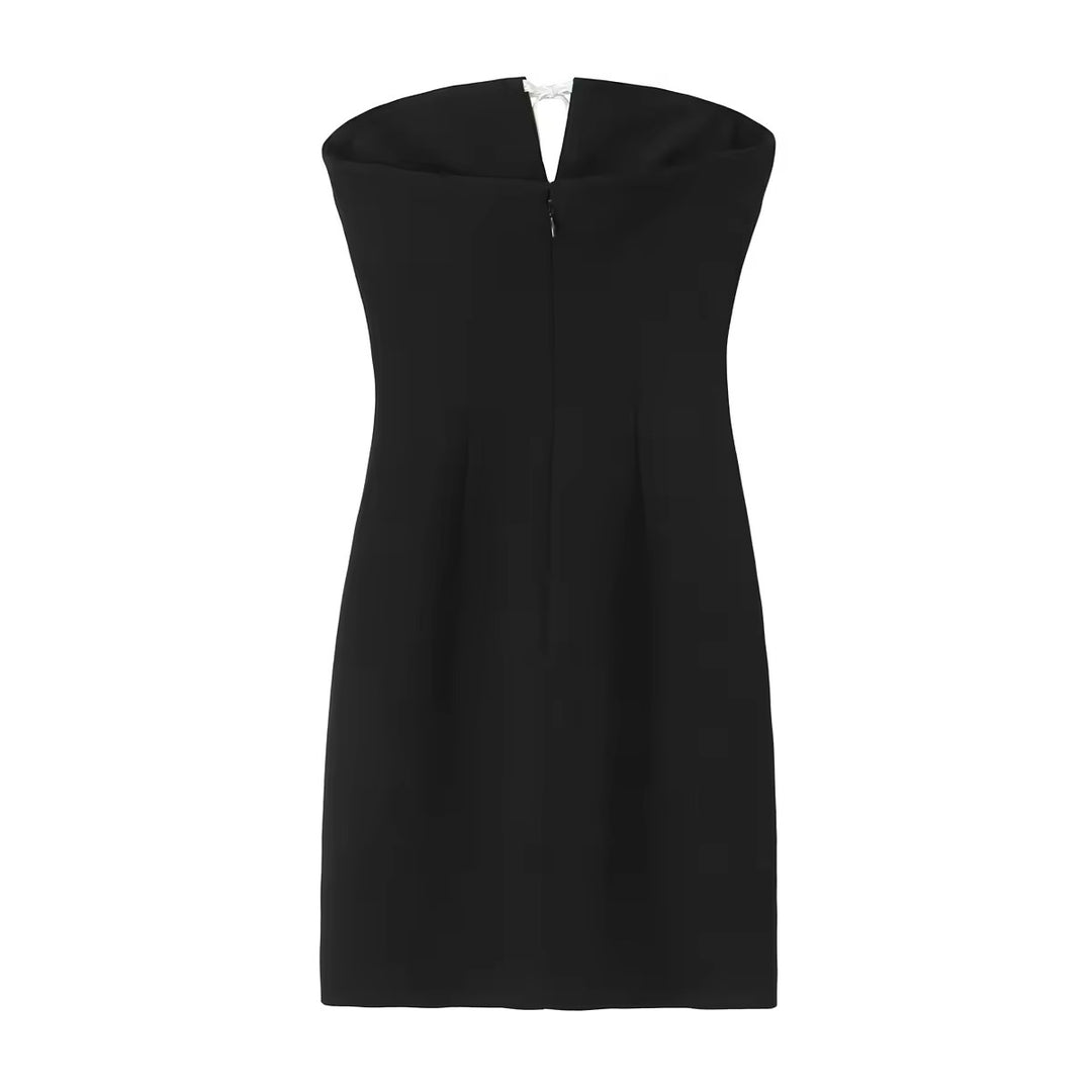 Cassiopeia Black Front Lace up Mini Tube Dress