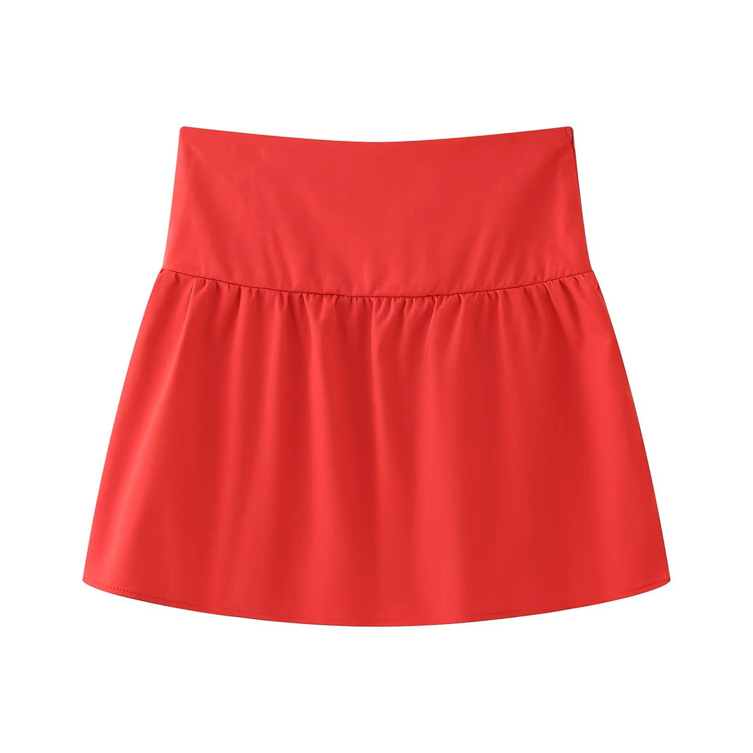 Pansy Red Strapless Zipper Fly Crop Tank Top