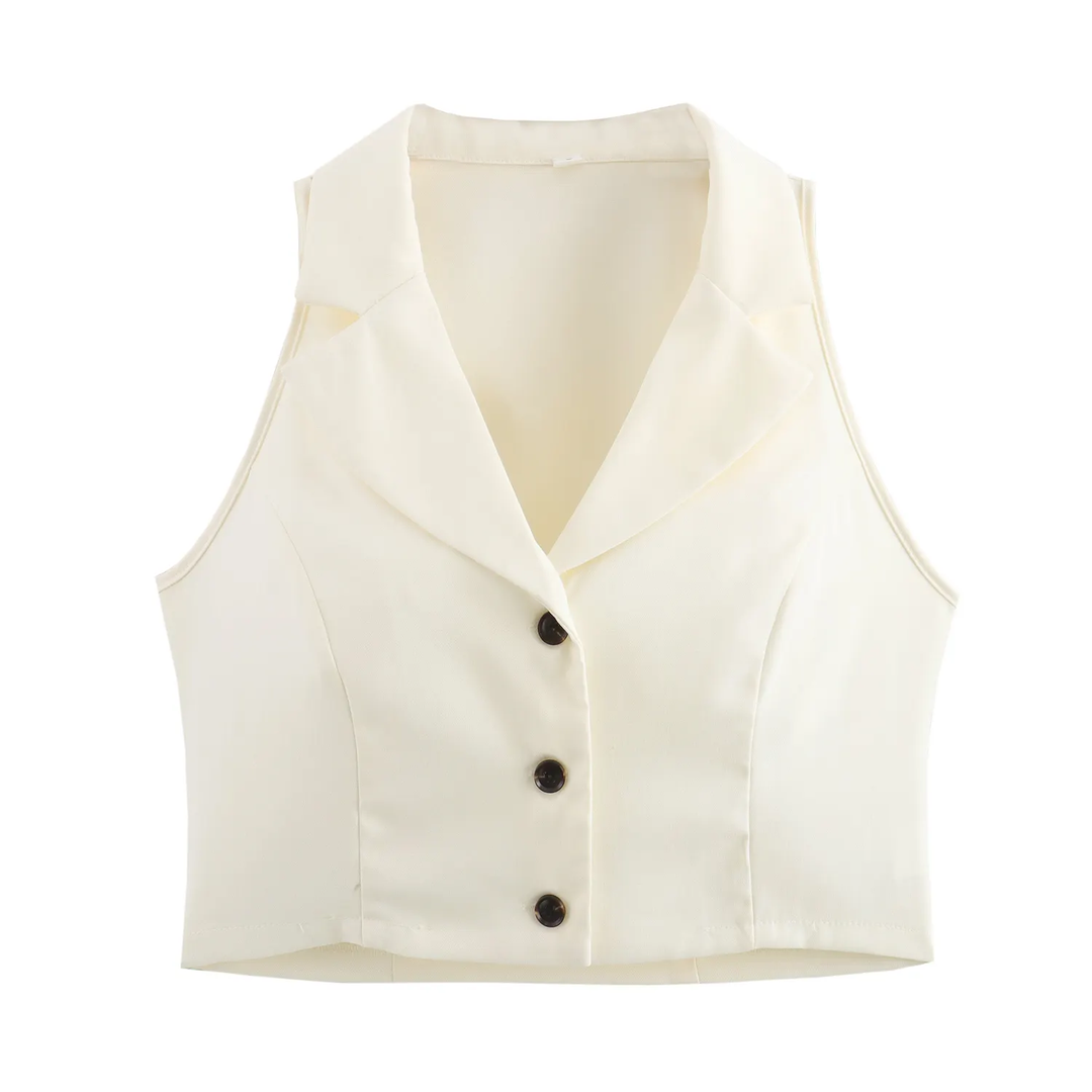 Kenzie Beige Notched Collar Vest Waistcoat and Long Skirt Set